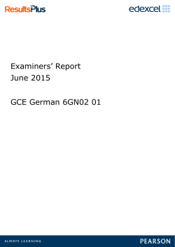 Examiners` Report June 2015 GCE German 6GN02 01