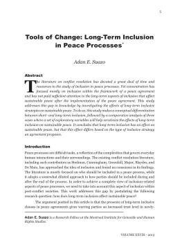 Tools of Change: Long-Term Inclusion in Peace Processes*