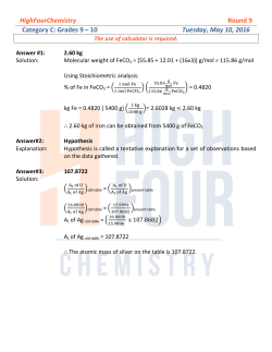HighFourChemistry Round 9 Category C: Grades 9 &ndash; 10 Tuesday