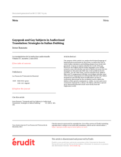 Gayspeak and Gay Subjects in Audiovisual Translation