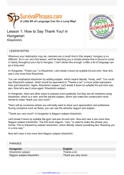 Lesson 1: How to Say Thank You! in Hungarian