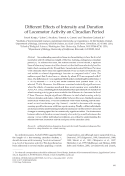 Different Effects of Intensity and Duration of Locomotor Activity on