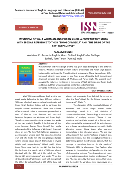 MYSTICISM OF WALT WHITMAN AND PURAN SINGH
