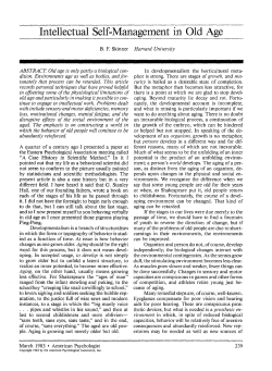 Intellectual Self-Management in Old Age