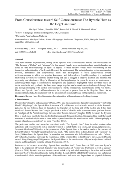 From Consciousness toward Self-Consciousness: The Byronic Hero