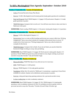 To Kill a Mockingbird Class Agenda: September