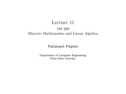 Lecture 11 - 188 200 Discrete Mathematics and Linear Algebra