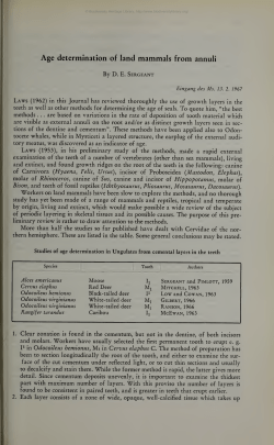 Age determination mammals from annuli