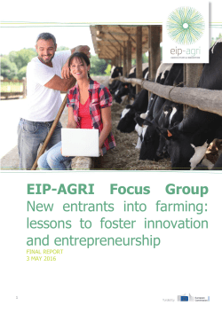 EIP-AGRI Focus Group New entrants into farming