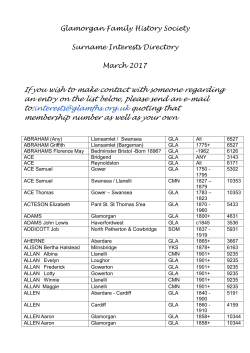 Members Interests - Glamorgan Family History Society