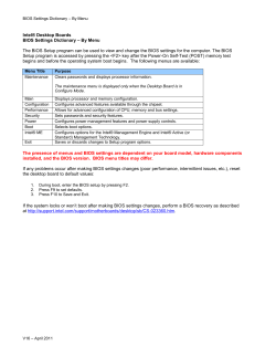 BIOS Glossary - By Menu - Thomas