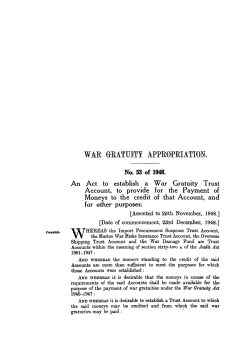 WAR GRATUITY APPROPRIATION.