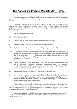 The Agriculture Produce Markets Act - 1939