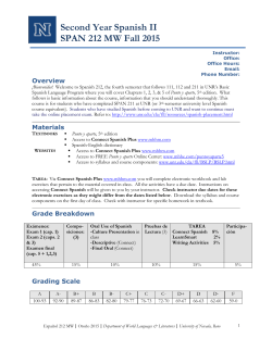 Second Year Spanish II SPAN 212 MW Fall 2015