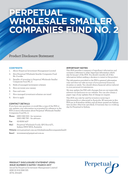 Perpetual Wholesale Smaller Companies Fund No. 2