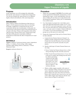 Chemistry 1176 Vapor Pressure of Liquids