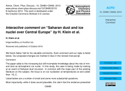 Interactive comment on “Saharan dust and ice nuclei over Central
