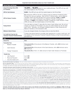 Important Cost Information about our Visa&reg; Credit Card Interest
