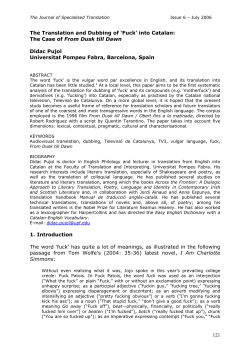 The Translation and Dubbing of `Fuck` into Catalan