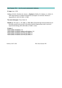 Boris Dzyuba, Ph.D. &ndash; List of current scientometric indicators IF
