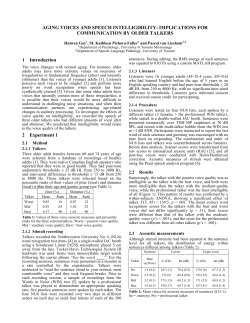 AGING VOICES AND SPEECH INTELLIGIBILITY: IMPLICATIONS