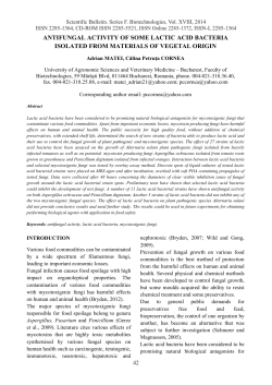 ANTIFUNGAL ACTIVITY OF SOME LACTIC ACID BACTERIA