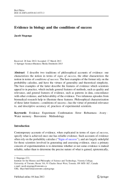 Evidence in biology and the conditions of success