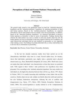 Perceptions of Ideal and Former Partners` Personality and Similarity