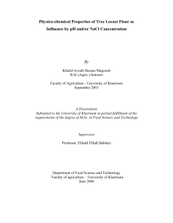 Physico-chemical Properties of Tree Locust Flour