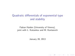Quadratic differentials of exponential type and stability
