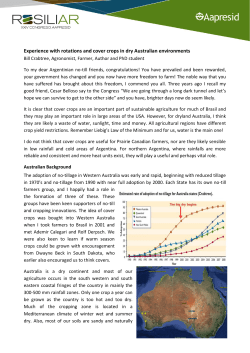 Experience with rotations and cover crops in dry Australian
