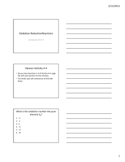 Oxidation ReductionReactions Hanson Activity 4-4