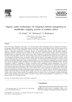 Organic matter technologies for integrated nutrient management in