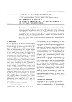 THE EXCITATION SPECTRA OF SINGLET OXYGEN AND