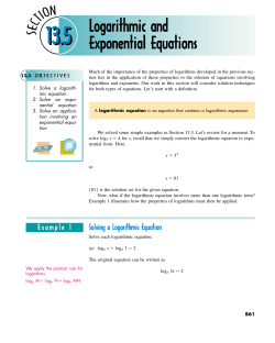 Logarithmic and Exponential Equations