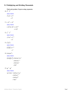 9-3 Multiplying and Dividing Monomials