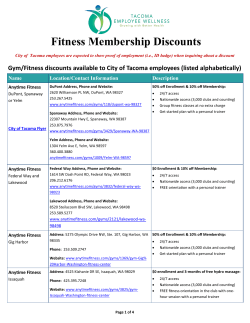 City of Tacoma Gym/Fitness Facility Discounts