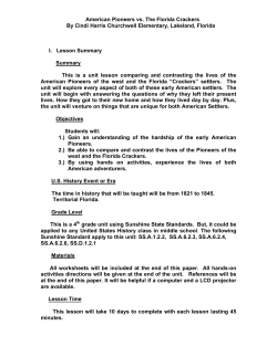 American Pioneers vs. The Florida Crackers By Cindi Harris