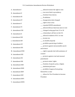 US Constitution Amendments Review Worksheet A
