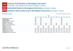 900 Coventry, Pool Meadow to Birmingham City Centre 957 Solihull