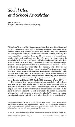 Social Class and School Knowledge