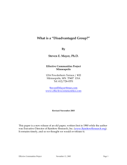 Disadvantaged Group? - Effective Communities Project