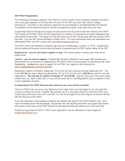 2015 PSAT Registration The Preliminary Scholastic