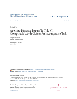Applying Disparate Impact To Title VII Comparable Worth Claims: An