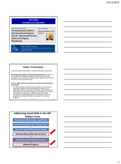 Measurable Annual Goals and Progress Monitoring