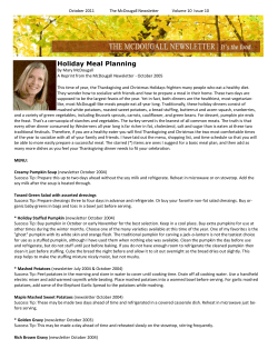 Holiday Meal Planning