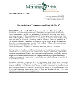 Morning Pointe of Tuscaloosa Annual Yard Sale May 4