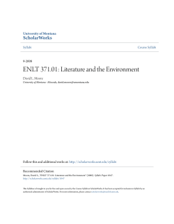 ENLT 371.01: Literature and the Environment