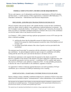 Federal Substantiation and Disclosure Requirements