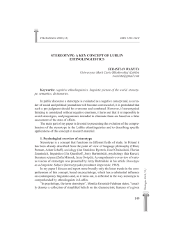 149 STEREOTYPE: A KEY CONCEPT OF LUBLIN